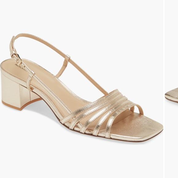 Reformation Eleonora Slingback Heeled Sandal in Gold 10 - Picture 1 of 10